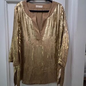 Micheal Kors Gold Sequin Tunic Too - women’s 2x. NWT